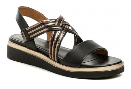 Dámska letná vychádzková obuv typu sandále, vyrobená z pravej prírodnej kože s vyberateľnou stielkou.